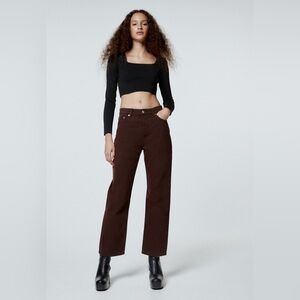 ZARA High Rise Straight Leg Jean / Size 29 / Chocolate Brown